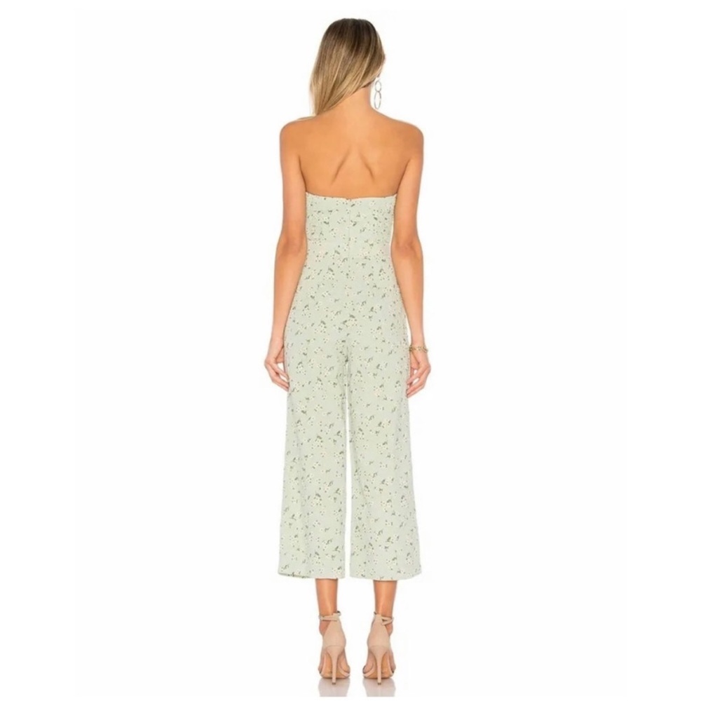 Majorelle Tessa Green Daisies Strapless Jumpsuit Cut Outs Smocking Revolve Sz S - Picture 2 of 9